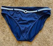 NWOT NEW NAUTICA Dark Blue Turquoise White Belted Belt Swimwear Bikini BOTTOM 14