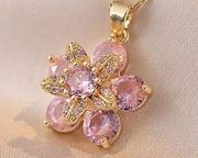 Gold Pink Micro Flower Fidget Charm 