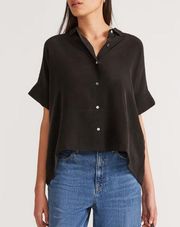 NWT Everlane The Clean Silk Short Sleeve Square Shirt in Black