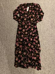 White House Black Market Poppies & Pomegranate Wrap Maxi Dress