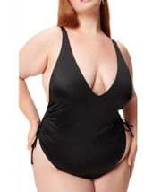 NWT Good American Cinch Side One Piece Swimsuit in Black