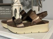 Sandals Wedges Platform Womens 7.5 Bronze