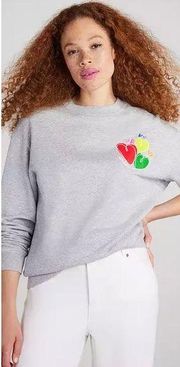 Kate Spade New York Pride Cotton Rainbow Hearts Pullover Sweatshirt Medium