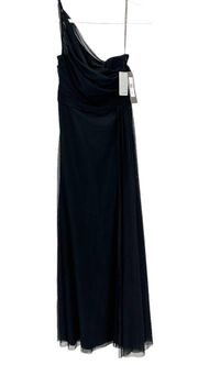 Monique Lhuillier Bridesmaids Womens Tulle Trumpet One Shoulder Gown Size 8 NWT