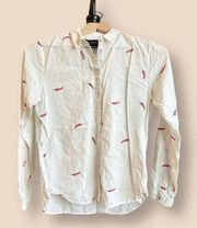 Scotch & Soda Dobby Weave Long Sleeve Button-Down Shirt White Chili Peppers