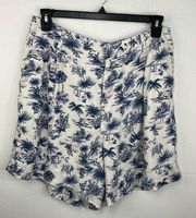 Abercrombie & Fitch Linen Blend Pleated Shorts Lined Floral Sz Large 5.5" Inseam