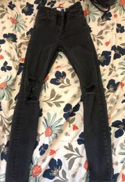 High Waisted Super Slim Black Jeans