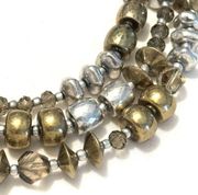 Premier Designs Two Tone Gold Tone Silver Tone Smoky Glass Bead Chunky Necklace