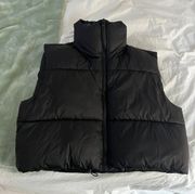 black cropped puffer vest