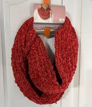 Serra Red Cable Knit Infinity Scarf 61 by 15 inches