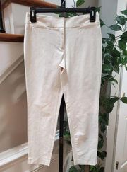 Bebe Women's Beige Solid Cotton Casual Straight Leg Flat Front Capri Size 00