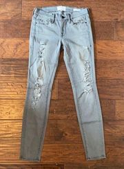 FRAME Denim Skinny Jeans Distressed Grey/Black Size 25