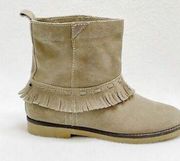 Free People | Coolway Boots Tan Leather Suede Ankle Boots Leather Fringe A3