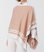 J. McLaughlin Knit Maud Poncho in Latte & Heathered Oatmeal One Size NWT