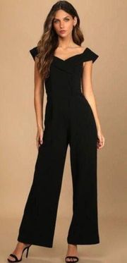 Love Me Tender Black Off The Shoulder Wide Leg Jumpsuit