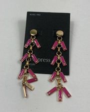 4/$25 NWT Free press long dangle earrings pink and gold