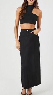 Twill Straight Maxi Skirt