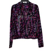 Elementz Shiny Sparkle Button Jean Jacket Shirt Stretch Long Sleeve Women Medium