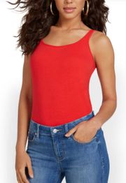 New York & Company Red Cotton Scoop Neck Tank Top