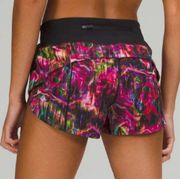 Lululemon  Speed Up Shorts Low Rise Pink & Black Print 12 Nwt