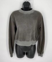 Cotton Citizen Women's NEW Milan Crew Crop Sweatshirt XS Vintage Steel Gray $255