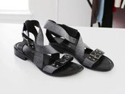 by Marvin K. Leather Cross Strap Sandals