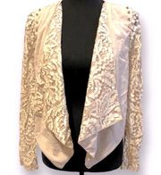 Charlotte Russe  Lace Sleeve Blazer with Open Waterfall Front, Beige, Small, NWT