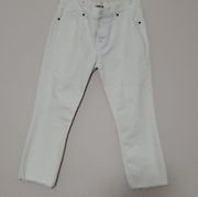 JOHNNY WAS Jeans Womens 28 White Cream The Cropped Boyfriend Jeans mid rise
