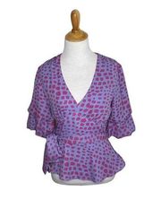 Adelyn Rae Women Purple Short Sleeve Blouse Size XS