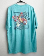 MG Palmer Butterfly Dreams Graphic Tee Blue Short Sleeve NWT