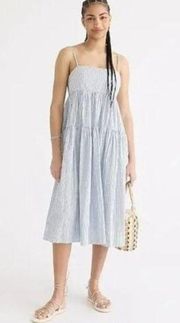 Tie-back Tiered Dress Blue and white stripe