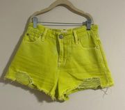 Alice And Olivia jeans denim yellow lime shorts