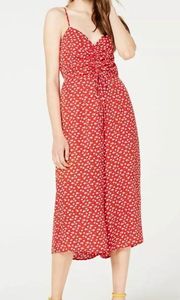 Trixxi Capri Jumpsuit Floral Wide Leg Sweetheart Neckline Spaghetti Straps