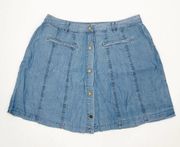 SUGARLIPS Skirt Denim Button Up Mini Soft Casual Comfy Summer Chambray SZ Large