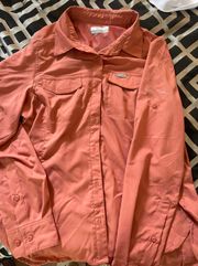 Omni Shield Shirt Coral Long Sleeve Button Up