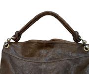 BCBGmaxazria Brown Leather Magnetic Closure Hobo Tote Shoulder Bag