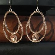 Vince Camuto Oval Hoops with Amber stone Earrings