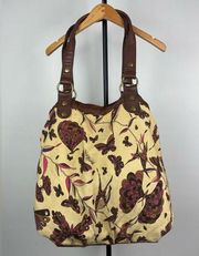 Lucky Brand Multicolored Canvas Suede Trippin Out Butterfly Boho Hobo Tote