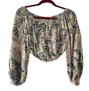 Spell & The Gypsy Pearl Oasis Off the Shoulder Cropped Floral Blouse Size Small