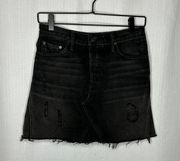 GRLFRND‎ Black Eva Denim Ripped Mini Skirt