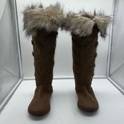 Sugar Tall Boots with Fur Trim Toggle Buttons and Pockets