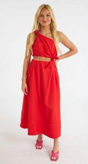 FARM RIO Knot Midi Dress in Red Size Medium