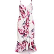 NWT City Chic Maxi Dress Plus Size Floral Sleeveless Ruffled Formal XS/14 $188