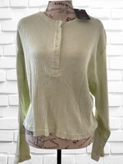 Women’s Size XL Sunbloom Henley Top • Relaxed Fit Long Sleeve Ribbed NWT