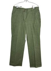 Christopher & Banks Army Green Straight Leg Casual High Waist Pants Flap Pockets