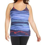 MARMOT SOLSTICE BLUE STRIPED YOGA FITNESS SHAPING RACERBACK TANK M