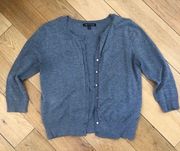 Cable & Gauge Button-Up 3/4 Sleeve Cardigan Grey Medium