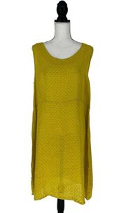 FLAX Linen Yellow Printed Back Button Dress