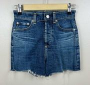 ALEXA CHUNG × AG Fifi Denim Jean Shorts Size 24 High Waist Cut Off Frayed Hem