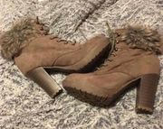 Faux Fur High Heeled Booties 